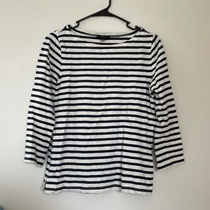 J.Crew navy and white striped boatneck shirt